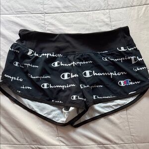 Champion Black All-Over Logo Women's Athletic Shorts